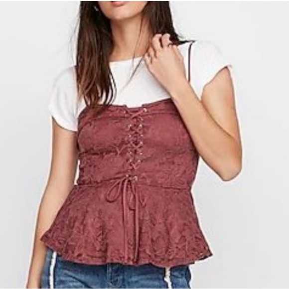 Express Spaghetti Strap Lace Corset Peplum Bustier Top Fairy Whimsigoth Large - Picture 1 of 6